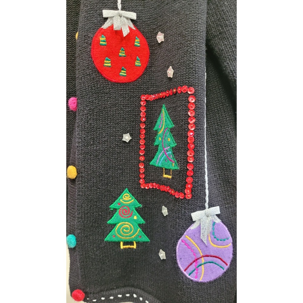 Karen Scott Christmas Cardigan‎ Sweater Trees And Ornaments Women's Size Medium - Picture 10 of 16